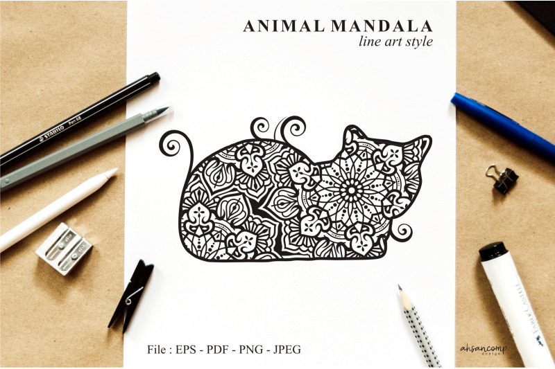 cat-mandala-vector-line-art-style-bundle-vol-1