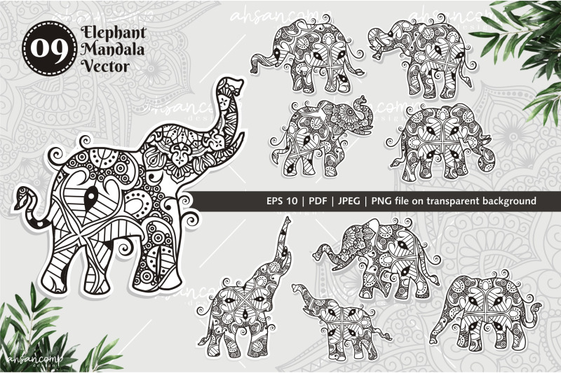 elephant-mandala-vector-line-art-style-bundle