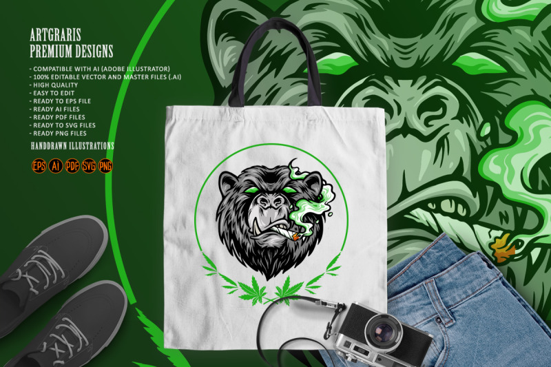 marijuana-smoke-scary-bear-weed-mascot-logo