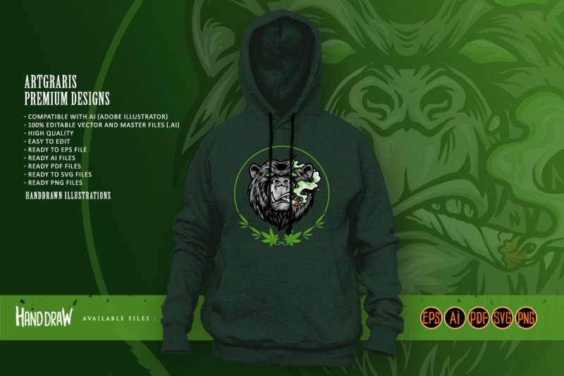 marijuana-smoke-scary-bear-weed-mascot-logo