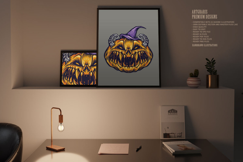 spooky-creepy-halloween-pumpkin-witch-hat
