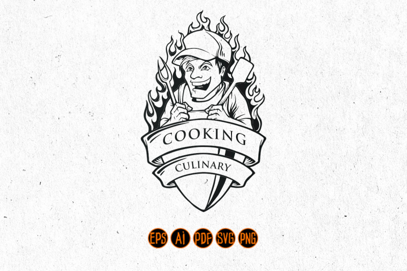 cooking-man-chef-smile-illustrations-with-ribbon