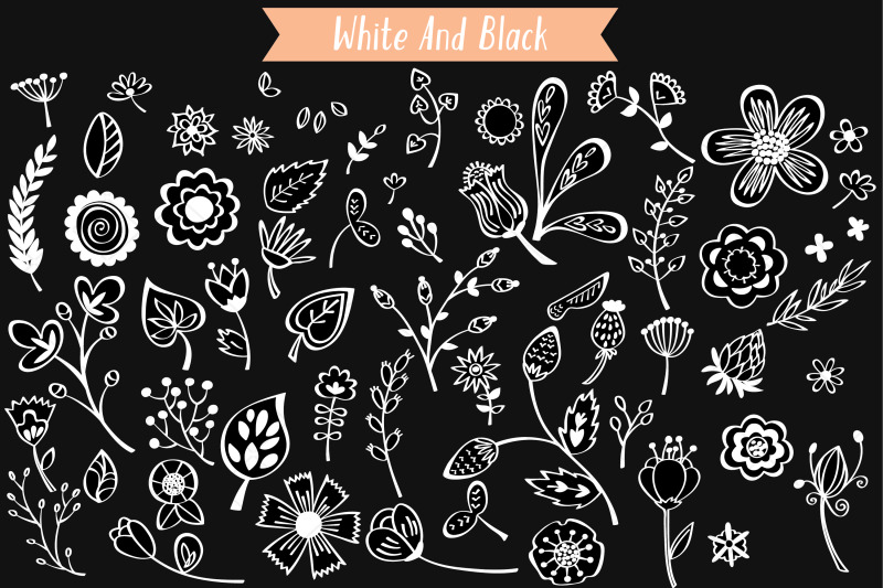 white-flowers-amp-leaves-hand-drawn-wild-flower-nature-plants