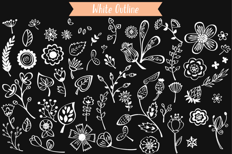 white-flowers-amp-leaves-hand-drawn-wild-flower-nature-plants