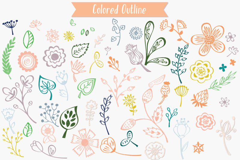 colored-flowers-amp-leaves-hand-drawn-wild-flower-nature-plants