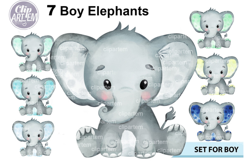 bundle-boy-elephants-7-watercolor-png-images-clip-art