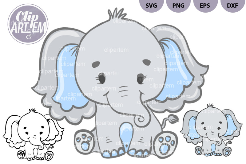 sweet-boy-elephant-with-blue-ears-svg-vector-clip-art