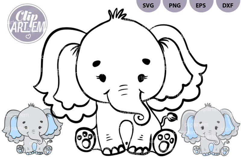 sweet-boy-elephant-with-blue-ears-svg-vector-clip-art