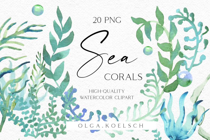 watercolor-coral-clipart-green-and-turquoise-seaweeds-clipart-watercolor-sea-coral-reef-clipart-for-summer-wedding-gift-packaging