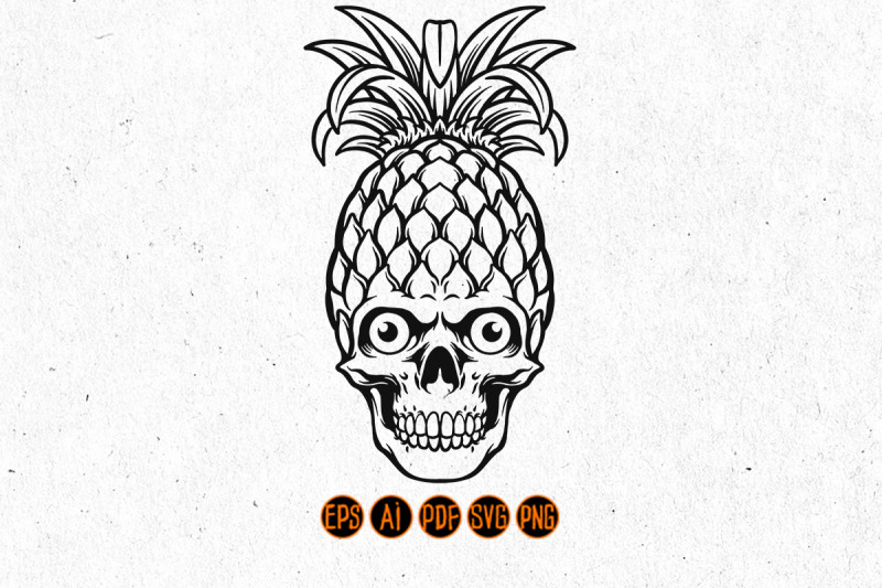 silhouette-pineapple-skull-svg-clipart