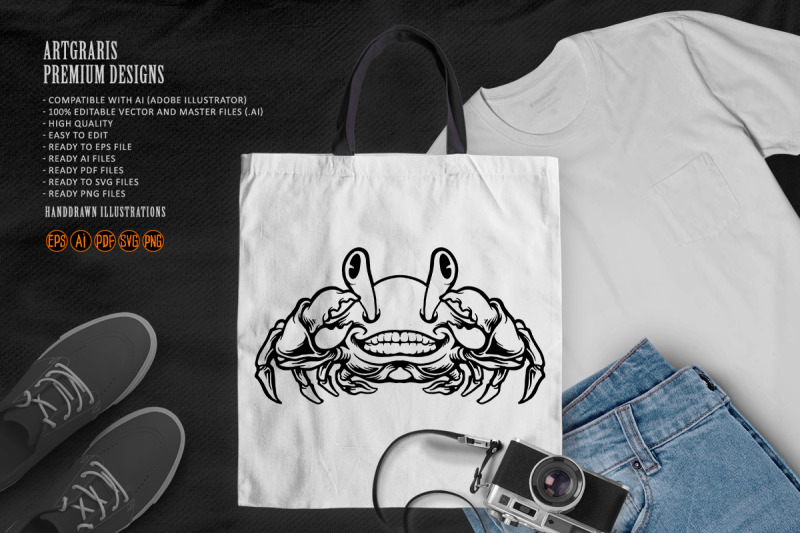 silhouette-smiling-crab-svg-clipart