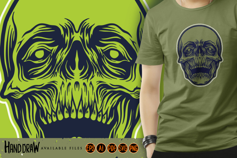 green-skull-head-illustrations-silhouette