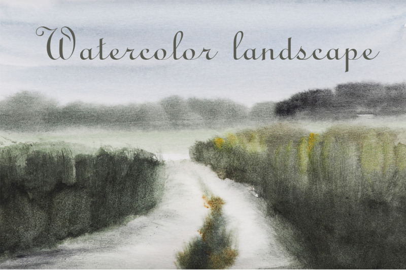 watercolor-nature-and-landscape-with-tree-and-road
