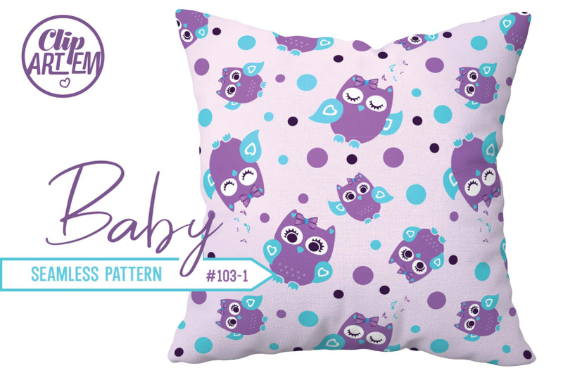 cute-purple-teal-owl-seamless-pattern-girl-owl-surface-fabric