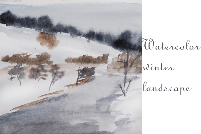 watercolor-landscape-and-nature-simple-winter-nature-and-tree-and-rive
