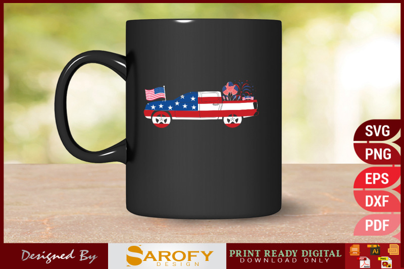 vector-american-car-design-with-usa-flag-4th-july-design-sublimation