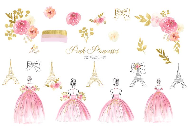 pink-princess-floral-clipart-pink-amp-gold-flowers-clip-art