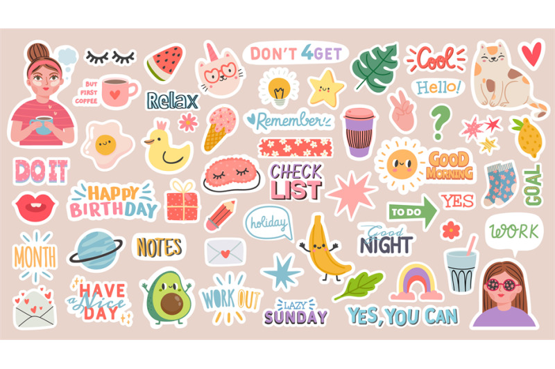 diary-stickers-words-characters-and-quotes-for-planner-journal-tren