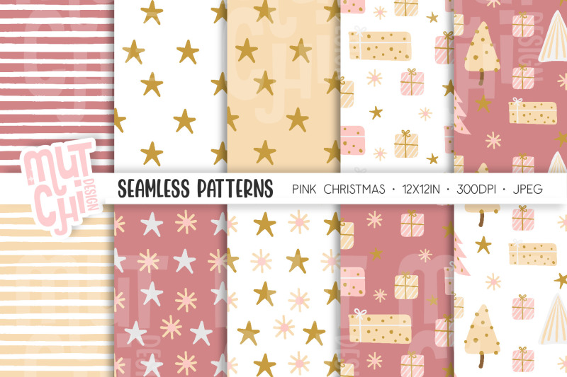 pink-scandinavian-christmas-patterns-set