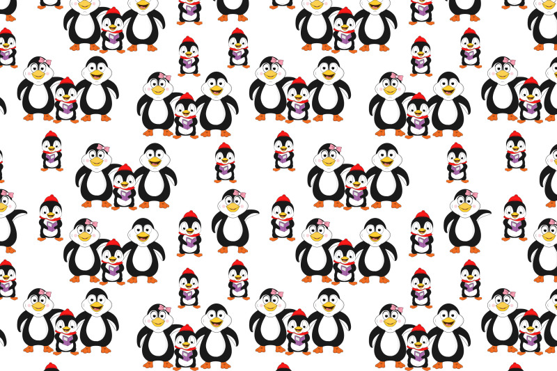 cute-family-of-penguin-cartoon-pattern