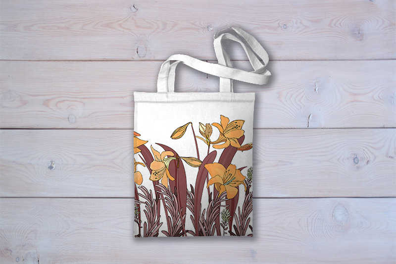 orange-lily-flowers-brown-leaves