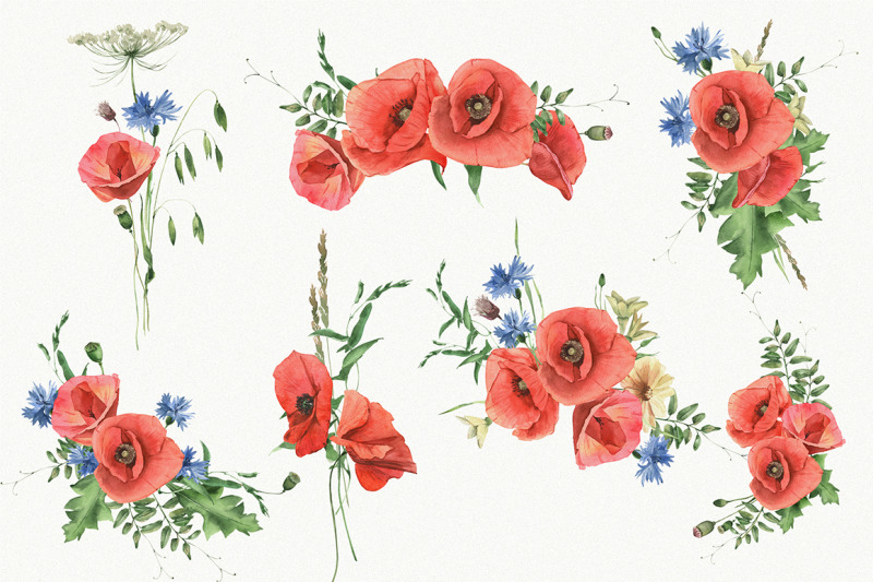 poppy-field-watercolor-arrangements