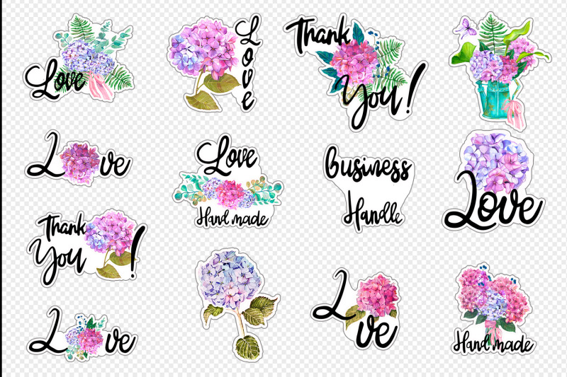 hydrangea-watercolor-sticker-pack