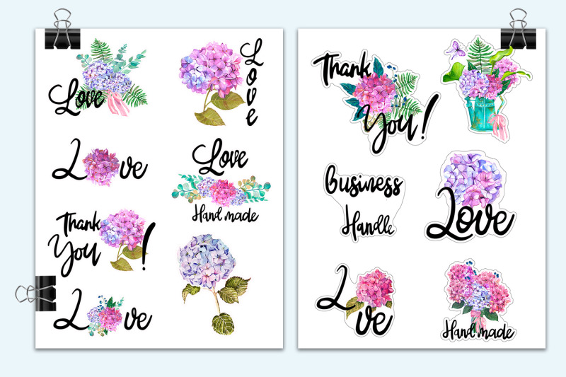 hydrangea-watercolor-sticker-pack