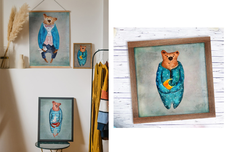 set-of-watercolor-bears