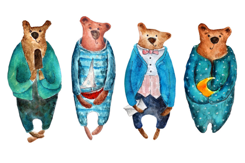 set-of-watercolor-bears