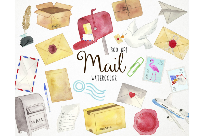watercolor-mail-clipart-postage-clipart
