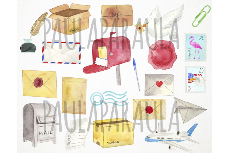 watercolor-mail-clipart-postage-clipart
