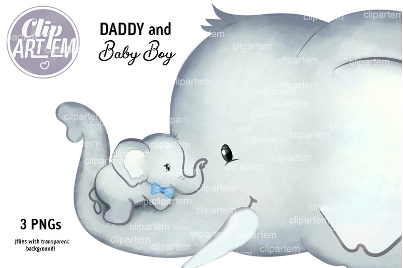 daddy-and-baby-elephant-png-watercolor-clip-art-lovely-family-images