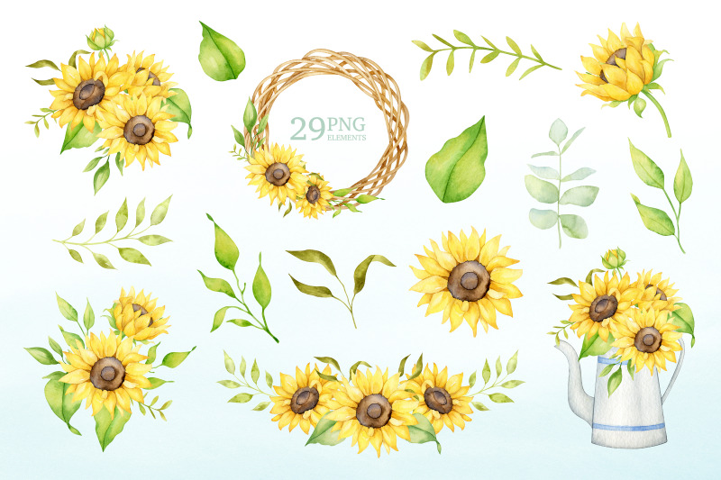 watercolor-sunflower-clipart-boho-floral-summer-clipart