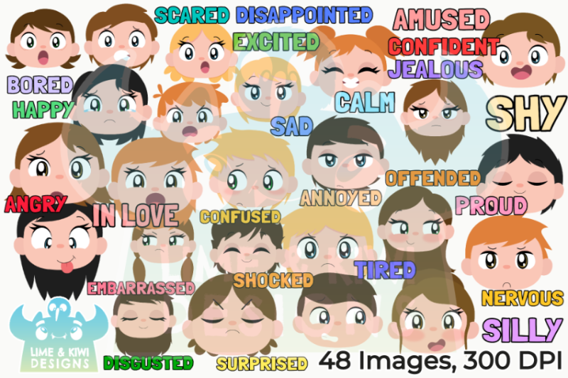 caucasian-kids-emotions-faces-clipart-lime-and-kiwi-designs