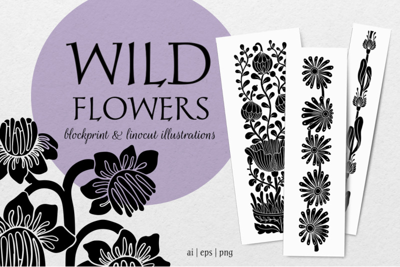 wild-flowers-botanical-linocut-collection