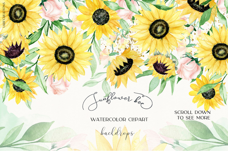 sunflower-bee-watercolor-clipart