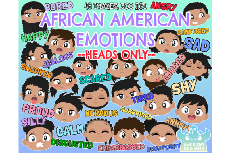 african-american-kids-emotions-faces-clipart-lime-and-kiwi-designs