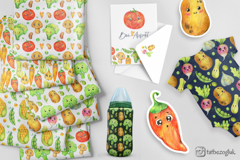 cute-vegetables-clipart-digital-paper-set