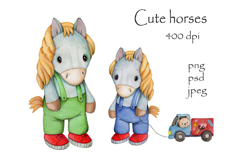 cute-horses-watercolor-illustrations-for-children