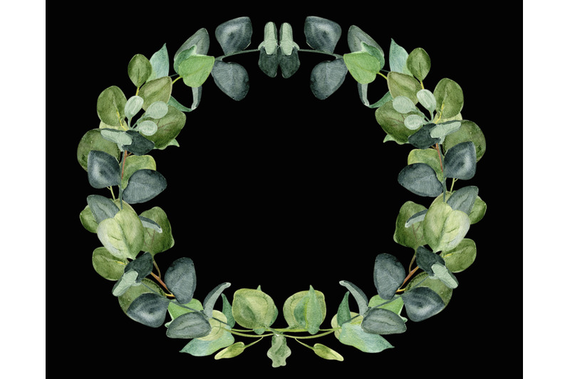 Eucalyptus leaves, floral wreath png, greenery clipart By Inna
