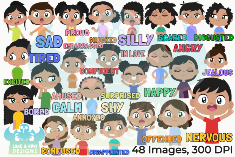 african-american-kids-emotions-clipart-lime-and-kiwi-designs