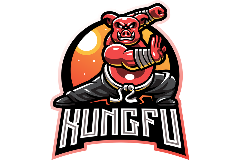 kungfu-pig-esport-mascot-logo-design