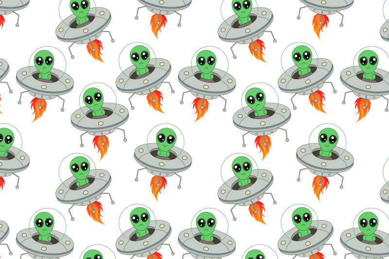 cute-ufo-and-alien-cartoon-pattern