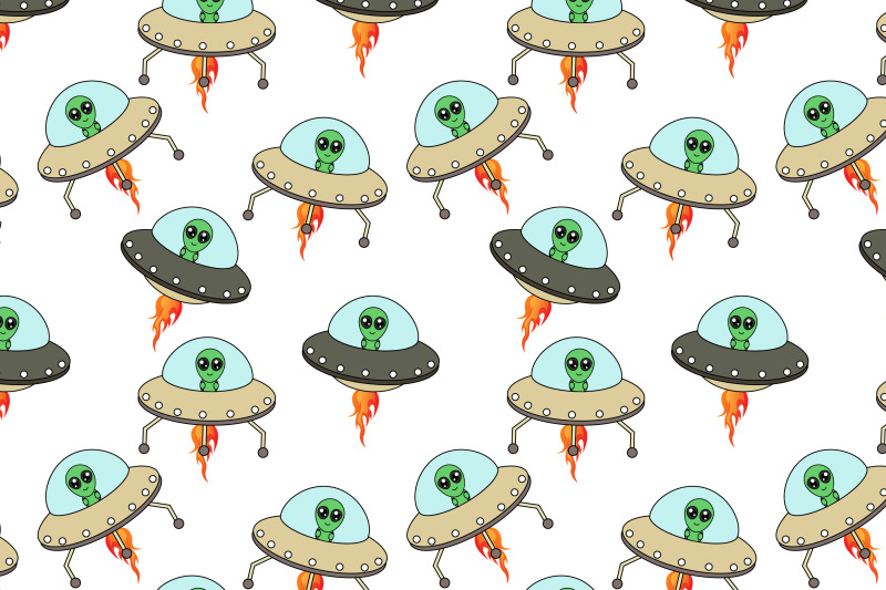 cute-ufo-and-alien-cartoon-pattern