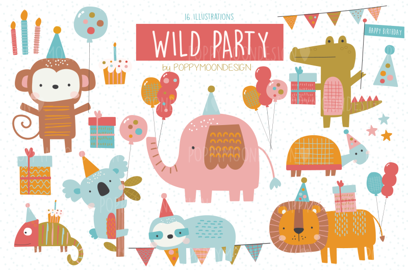 wild-party-clipart-set