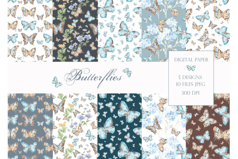 butterfly-seamless-patterns-wildflowers-blue-brown-butterflies