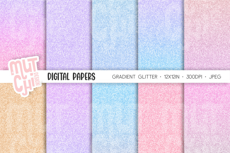 gradient-glitter-digital-paper-set