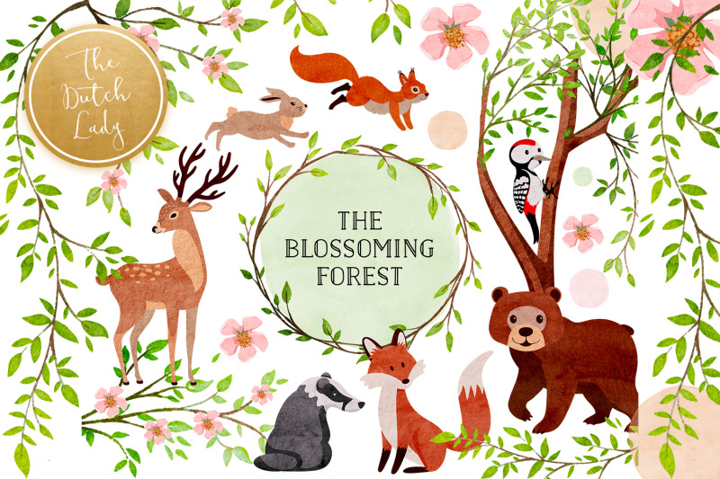 the-blossoming-forest-clipart-set