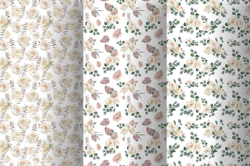 watercolor-roses-and-orchids-seamless-patterns